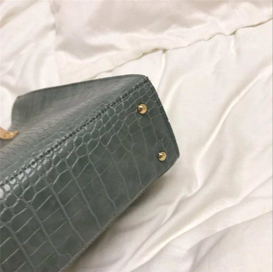 Crocodile Pattern Tote Handbag