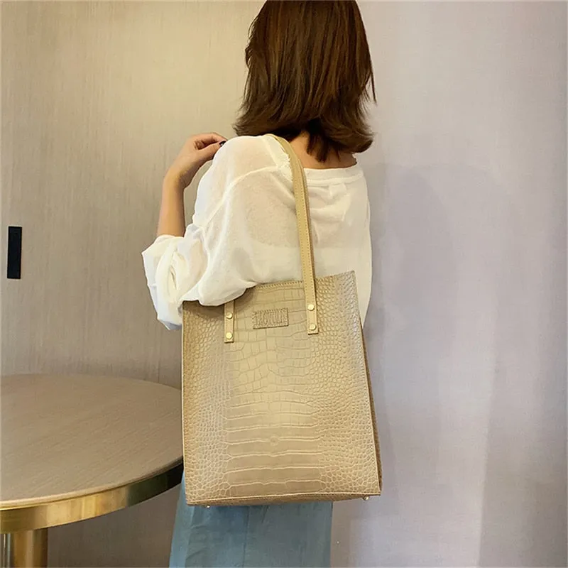 Crocodile Pattern Tote Handbag