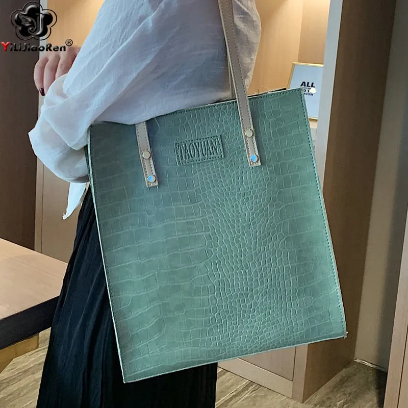 Crocodile Pattern Tote Handbag