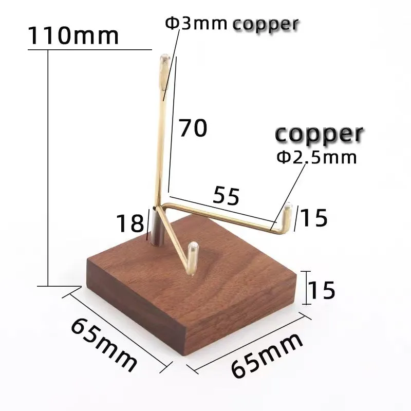 Crystal holder -Black walnut base with copper stand