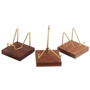 Crystal holder -Black walnut base with copper stand