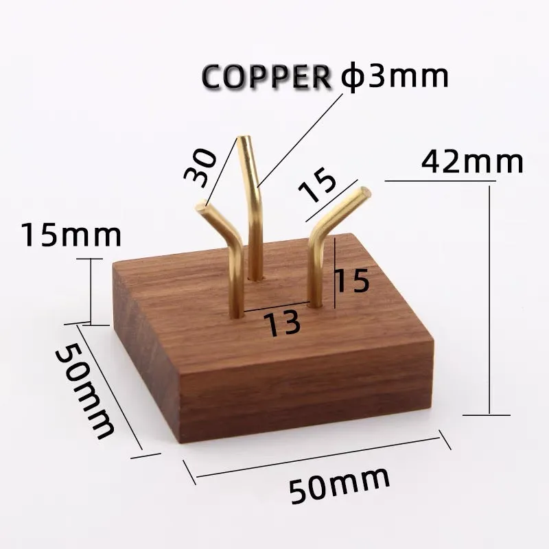 Crystal holder -Black walnut base with copper stand