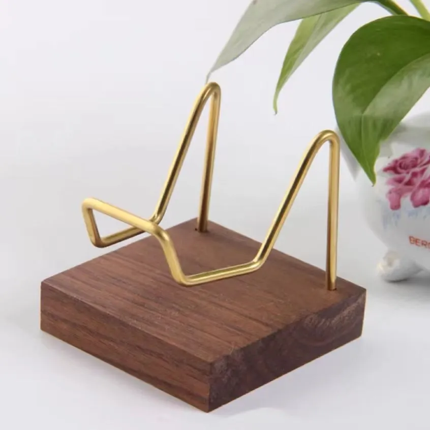 Crystal holder -Black walnut base with copper stand