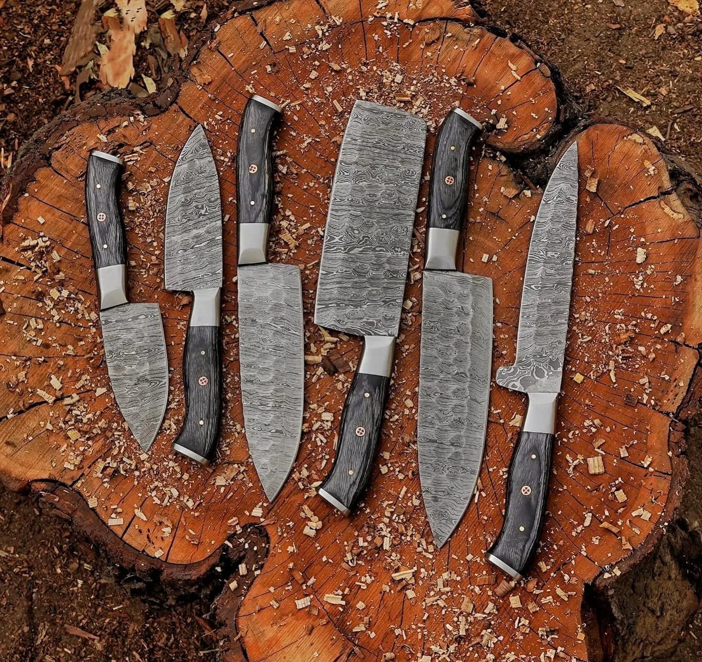 Custom Handmade Damascus Steel Knife Set - Quality Craftsmanship