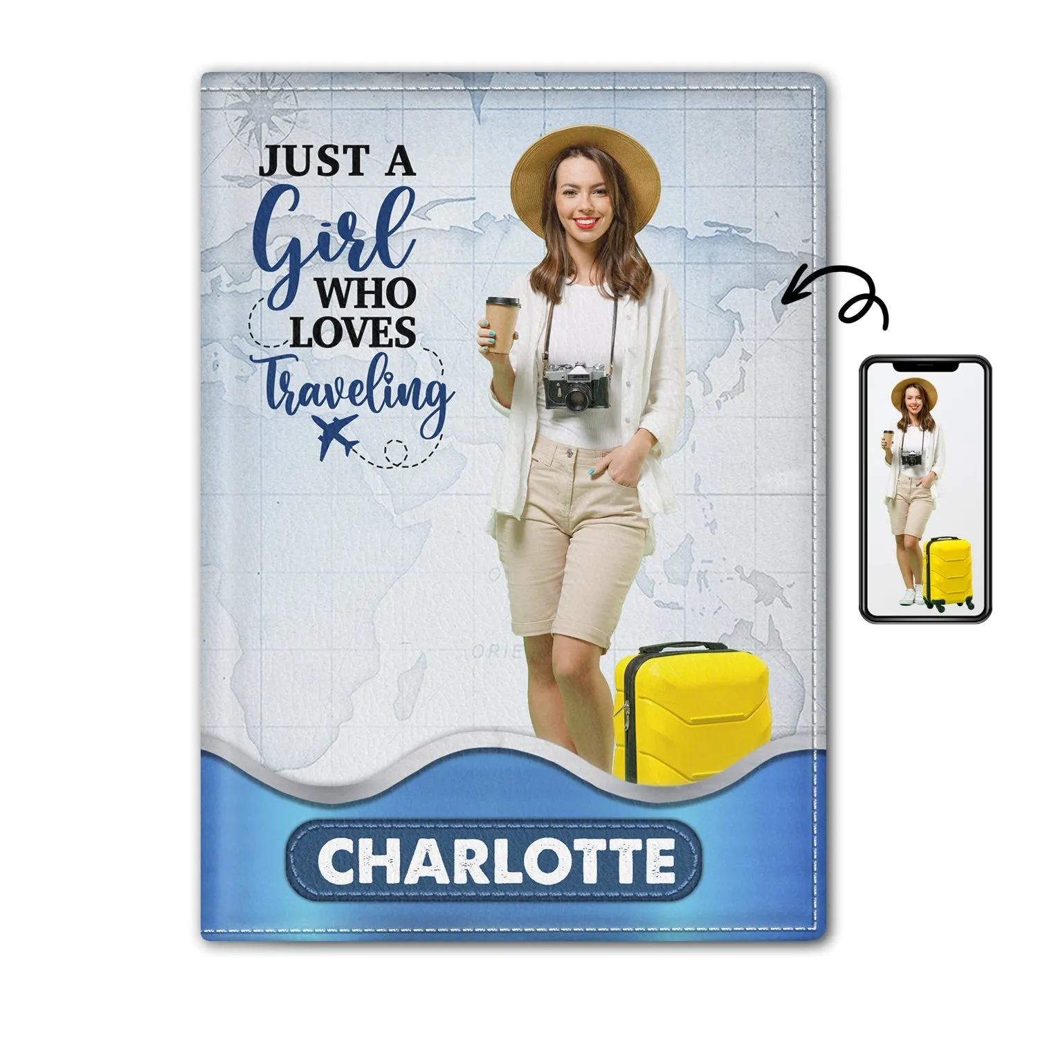 Custom Photo Just A Girl Boy Who Loves Traveling - Birthday Gift For Him, Her, Vacation Lovers - Personalized Passport Cover, Passport Holder
