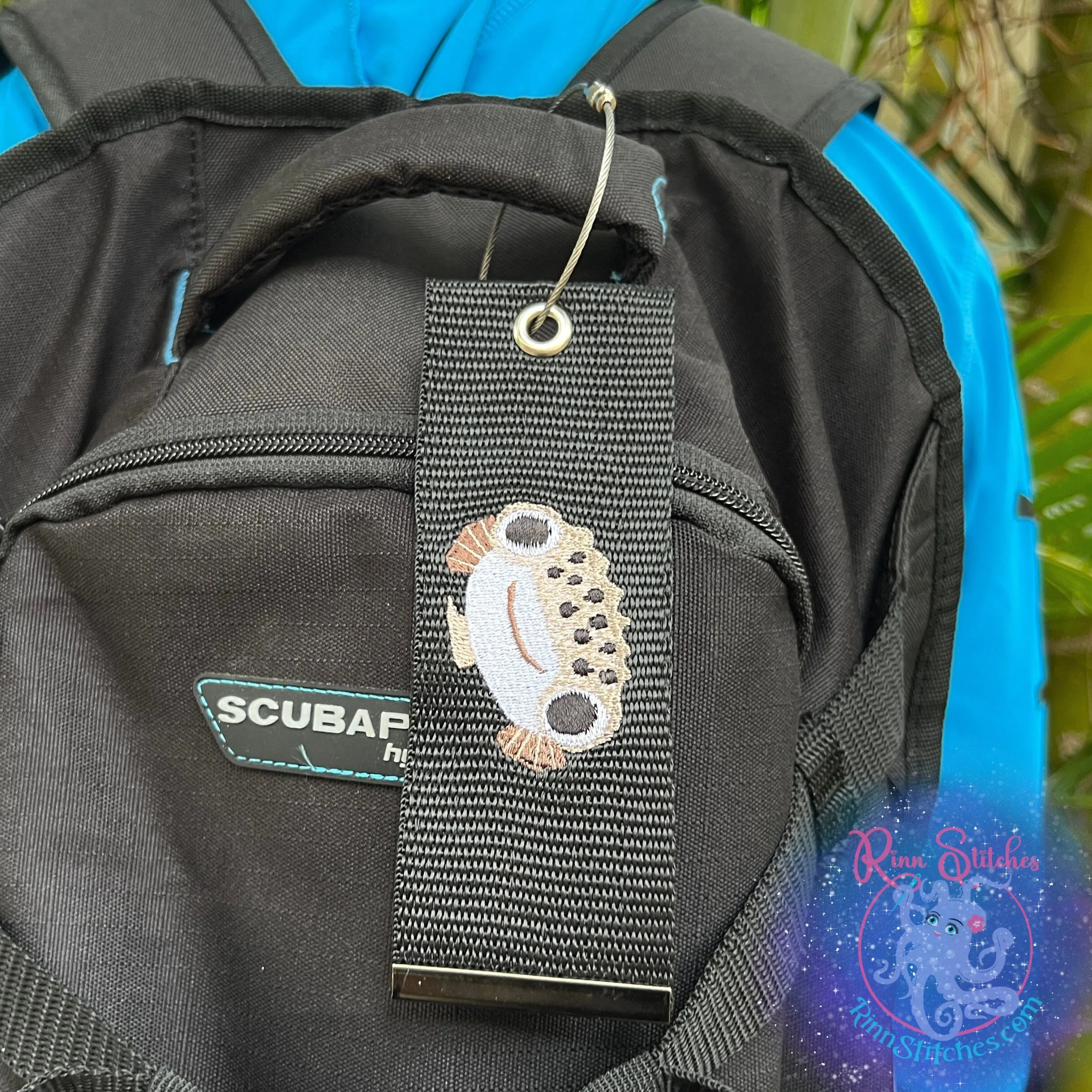 Cute Puffer Fish Luggage Tag, Personalized Embroidered Bag Tag