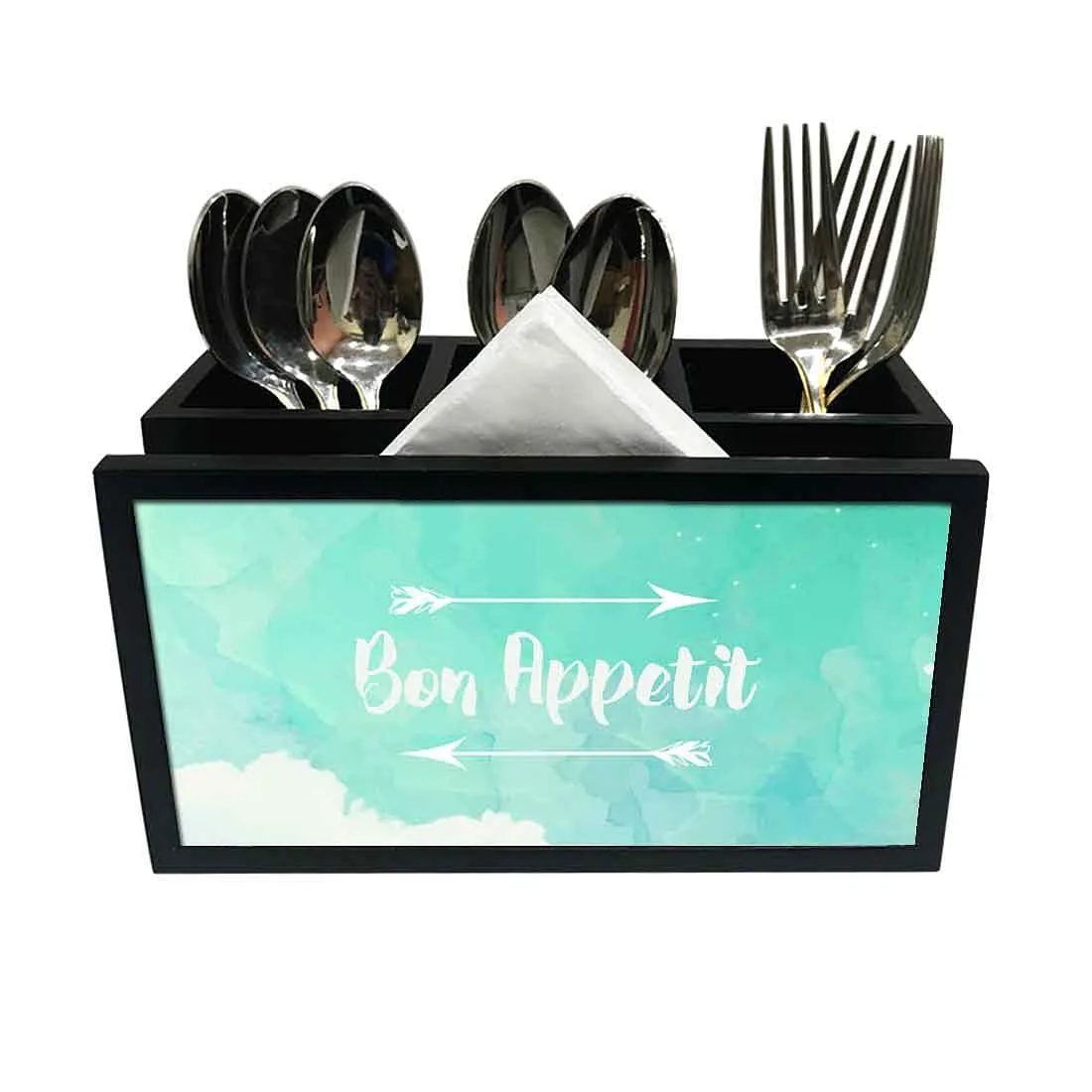 Cutlery Tissue Holder Napkin Stand -  Blue Watercolor