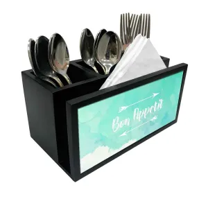 Cutlery Tissue Holder Napkin Stand -  Blue Watercolor