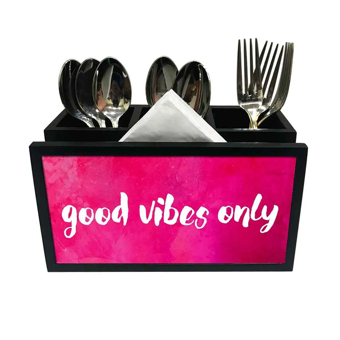 Cutlery Tissue Holder Napkin Stand -  Good Vibes Only