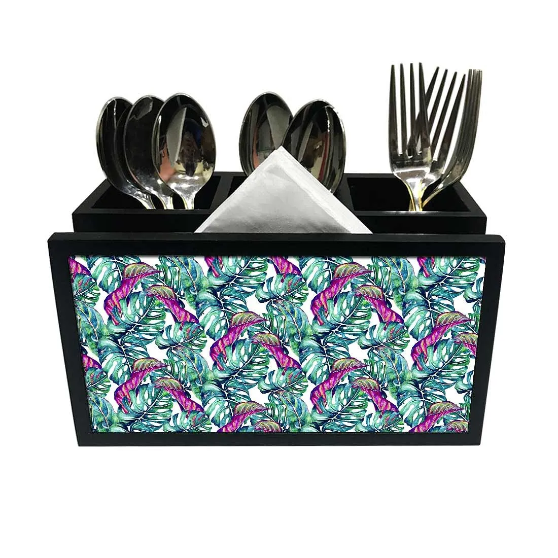 Cutlery Tissue Holder Napkin Stand -  Monstera Tropical Leaf