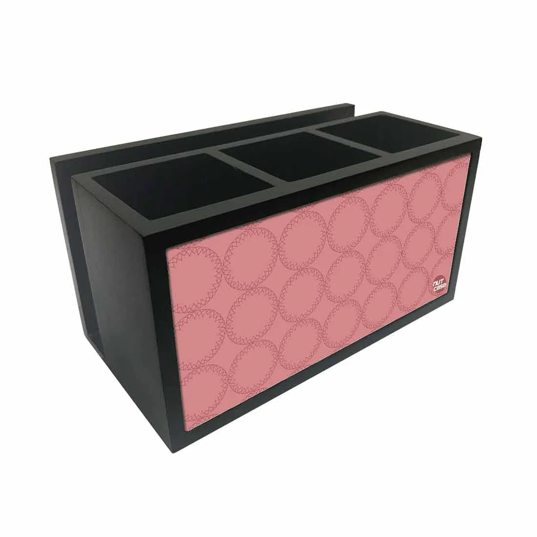 Cutlery Tissue Holder Napkin Stand -  Peach Circle Pattern