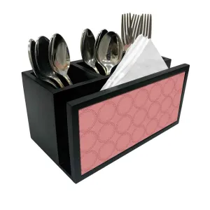 Cutlery Tissue Holder Napkin Stand -  Peach Circle Pattern