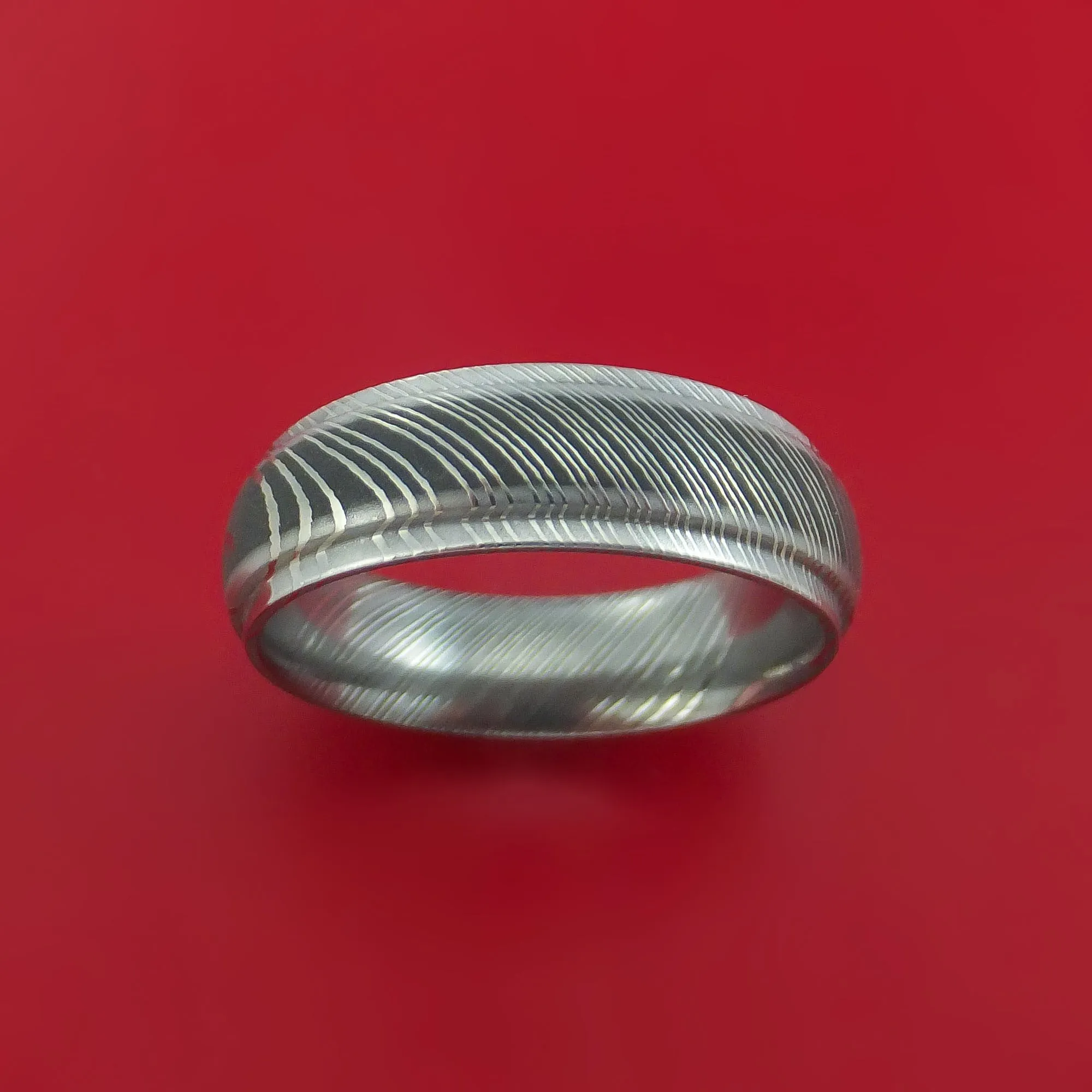 Damascus Steel Ring Wedding Band Two Tone Finish Genuine Craftsmanship