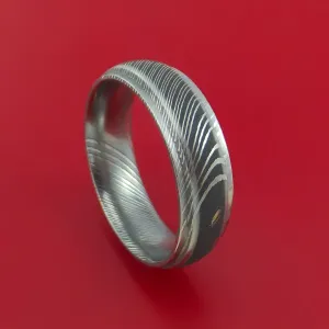 Damascus Steel Ring Wedding Band Two Tone Finish Genuine Craftsmanship