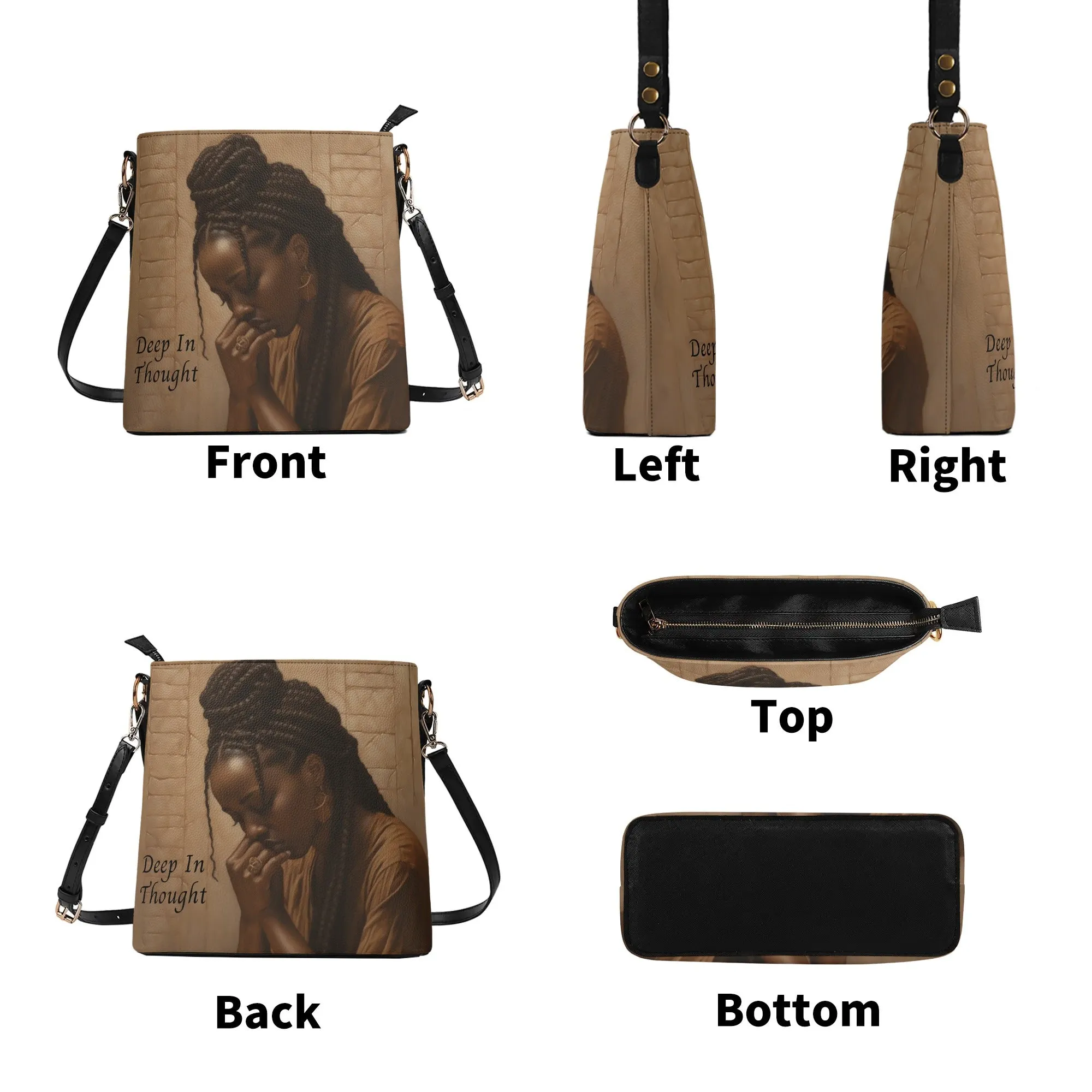 Deep In Thought - Bucket-Style Handbag