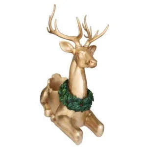 Deer Sitting Flowerpot Gold