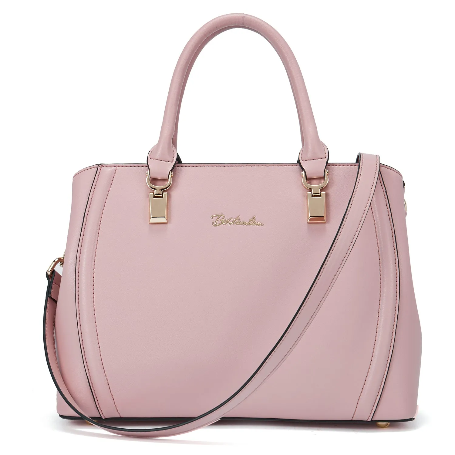 Designer 11'' Leather Satchel With Crossbody Strap-Yellow & Pink