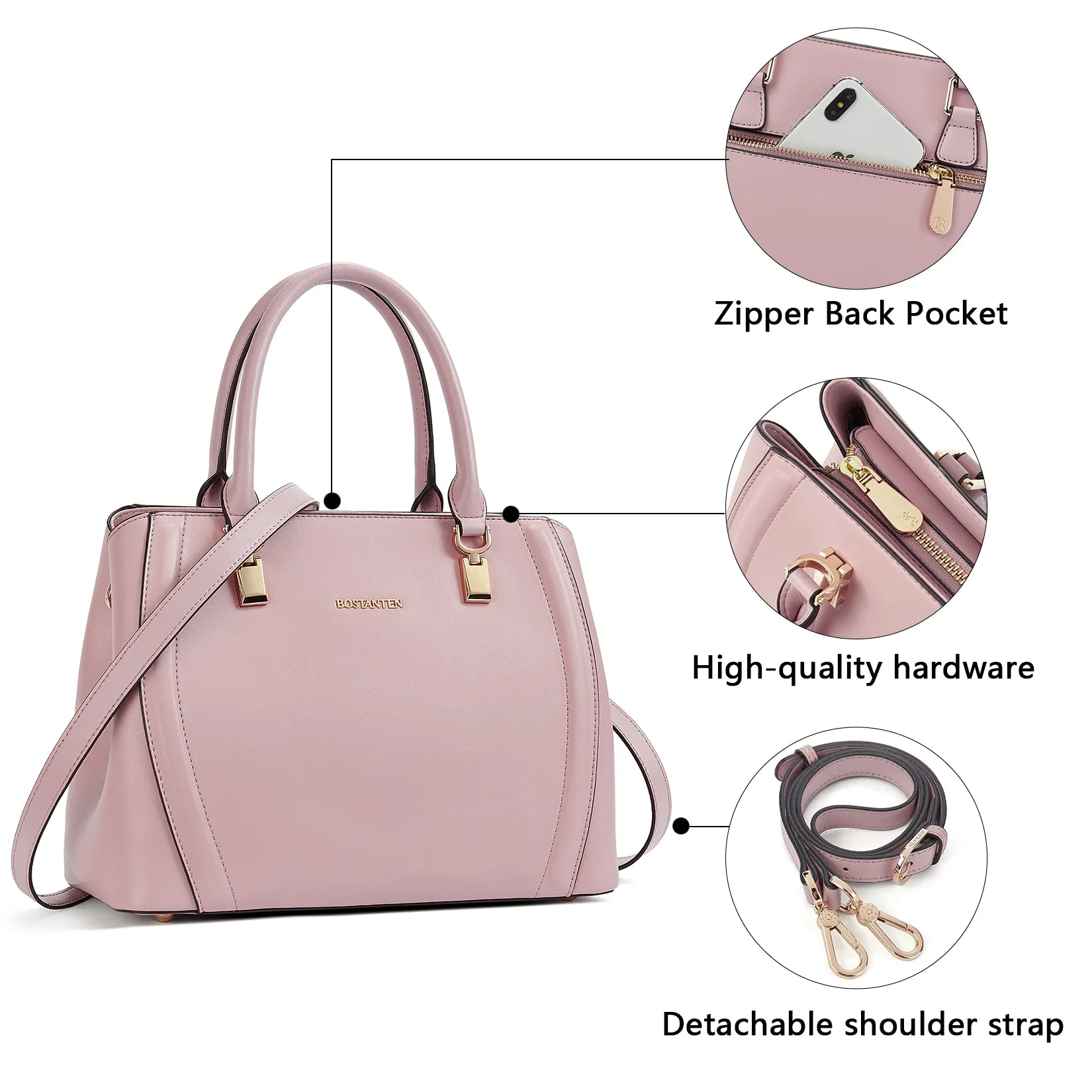 Designer 11'' Leather Satchel With Crossbody Strap-Yellow & Pink