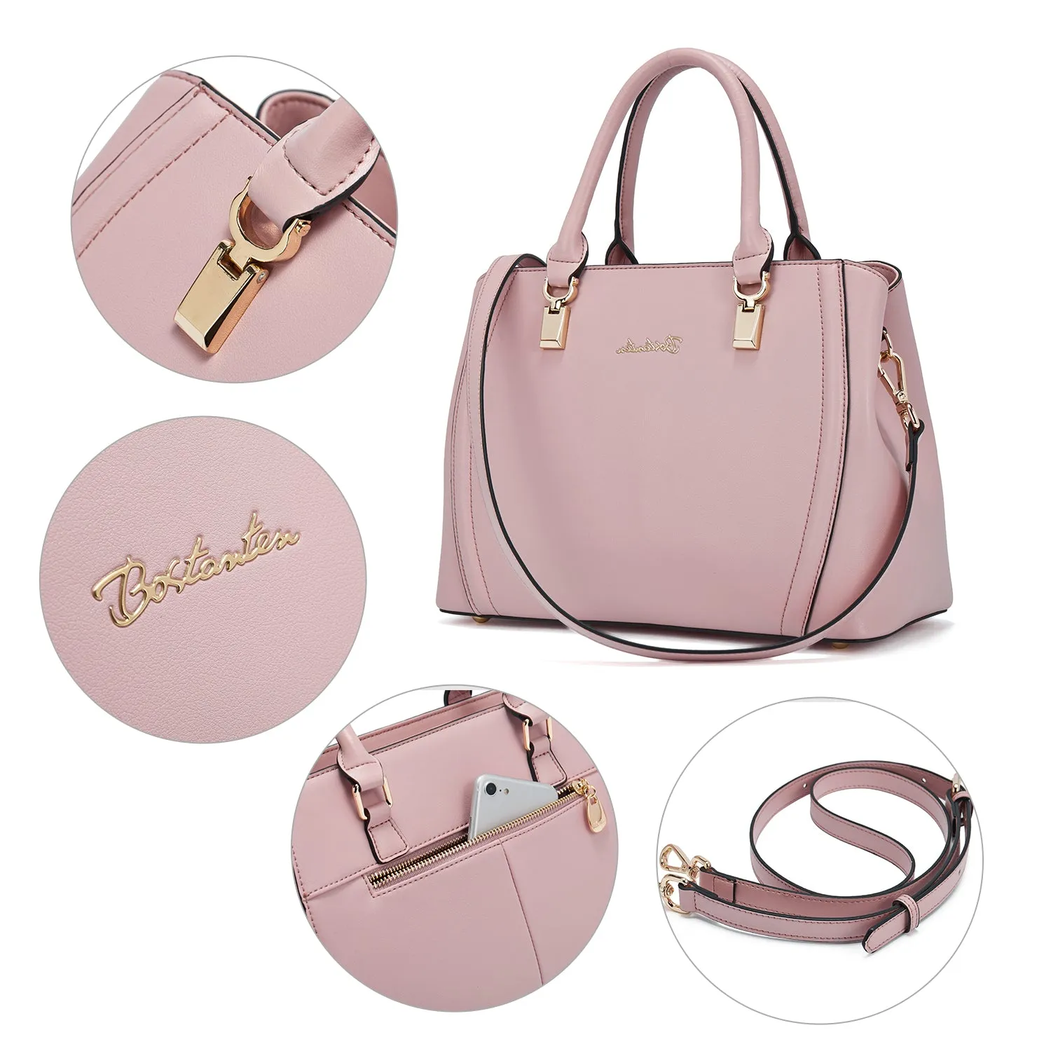 Designer 11'' Leather Satchel With Crossbody Strap-Yellow & Pink