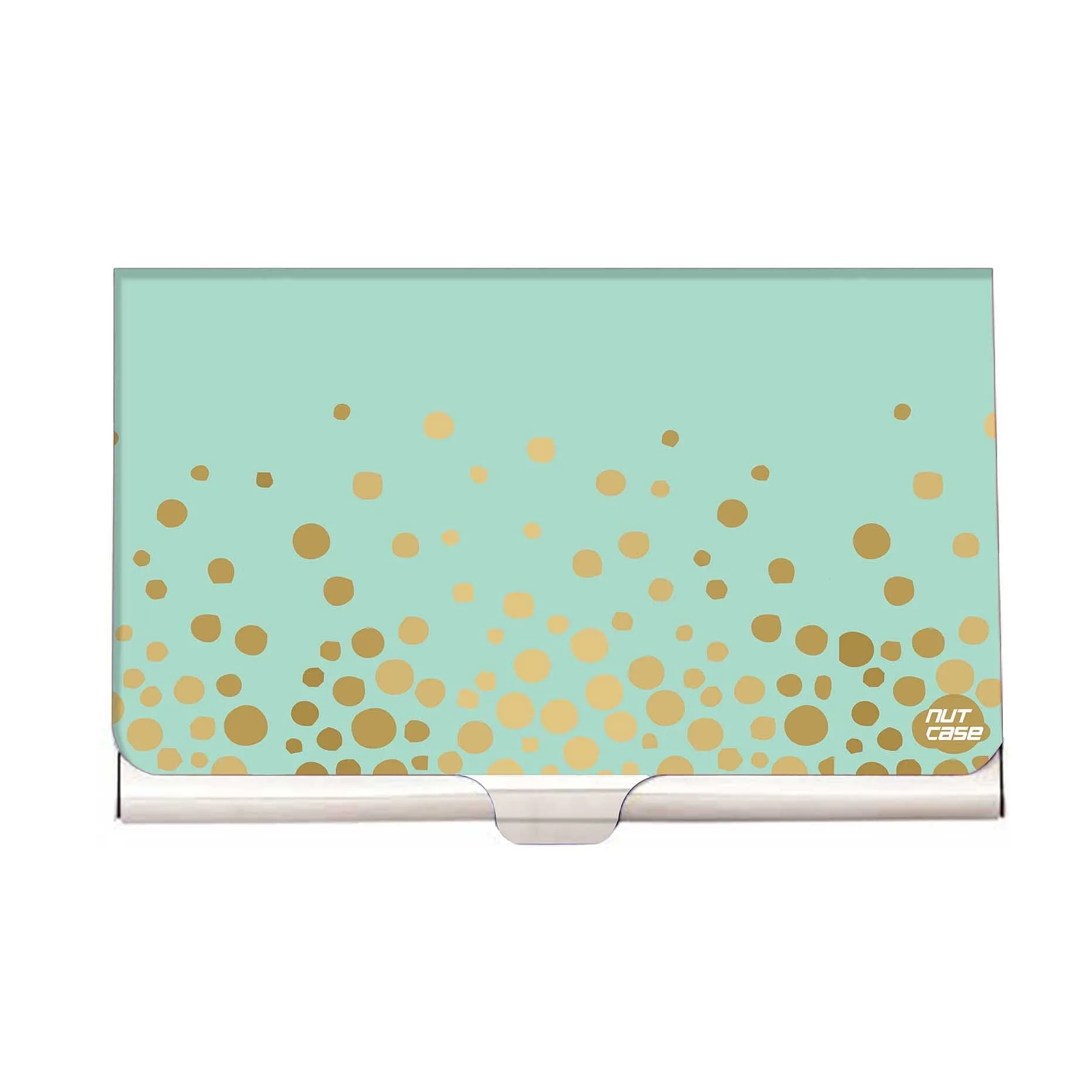 Designer Visiting Card Holder Nutcase - Mint & Gold