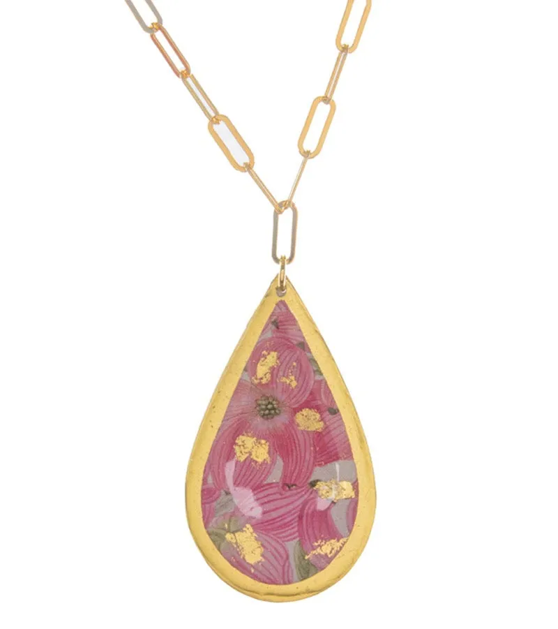 Dogwood Pink Teardrop Necklace