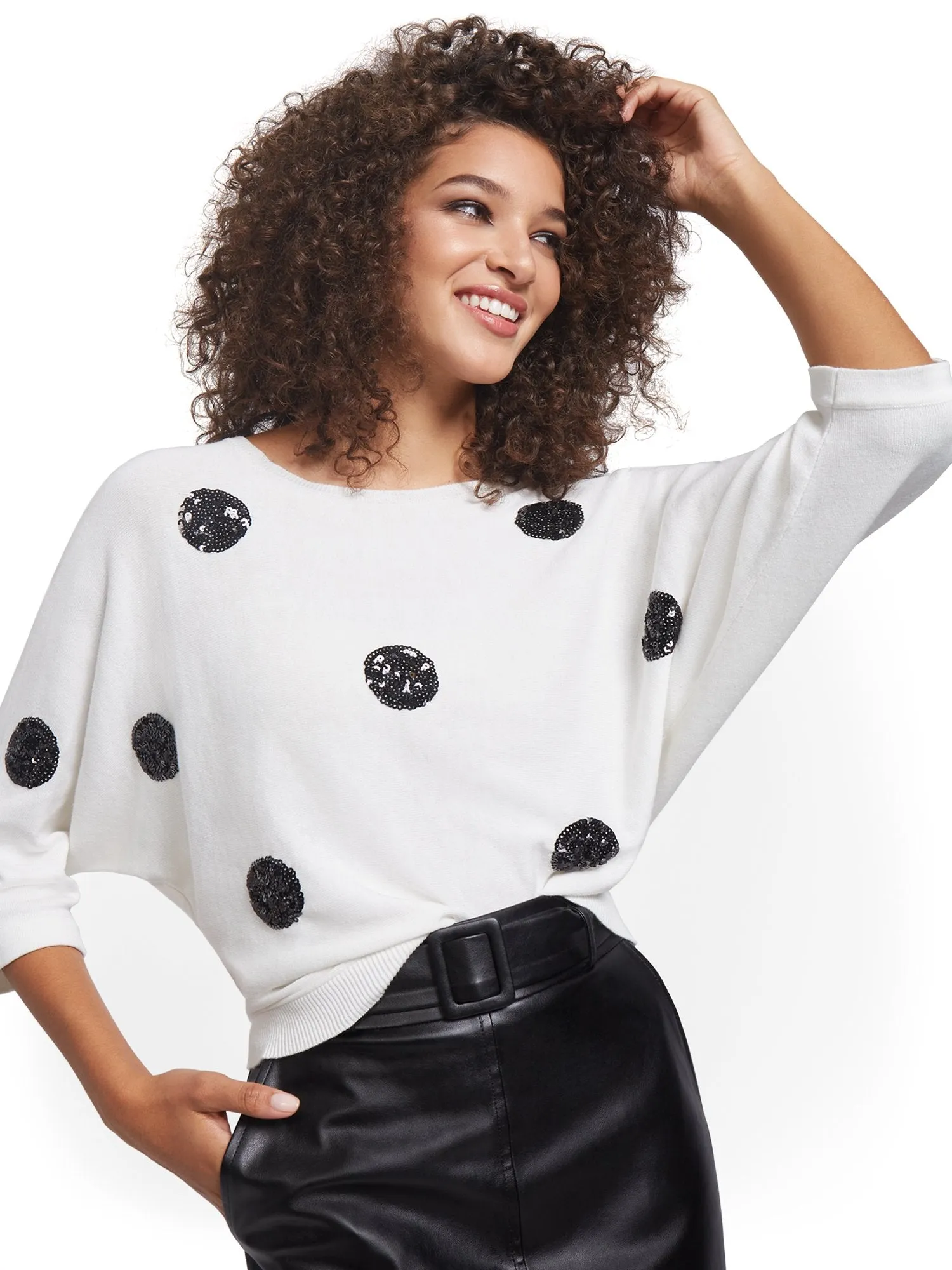 Dot-Print Easy Dolman Sweater