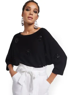 Dot-Print Easy Dolman Sweater