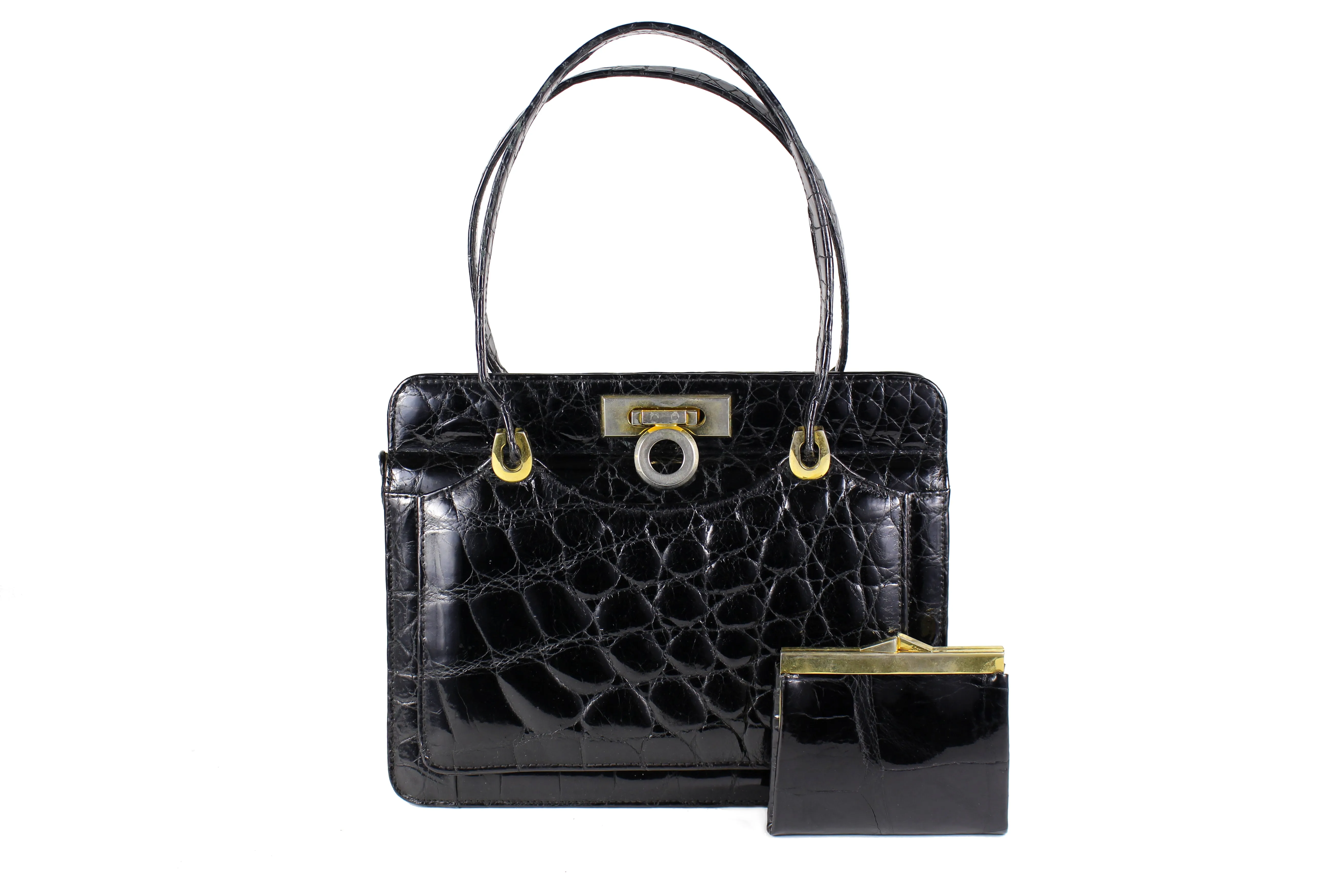 EL CORTE INGLÉS black crocodile skin handbag