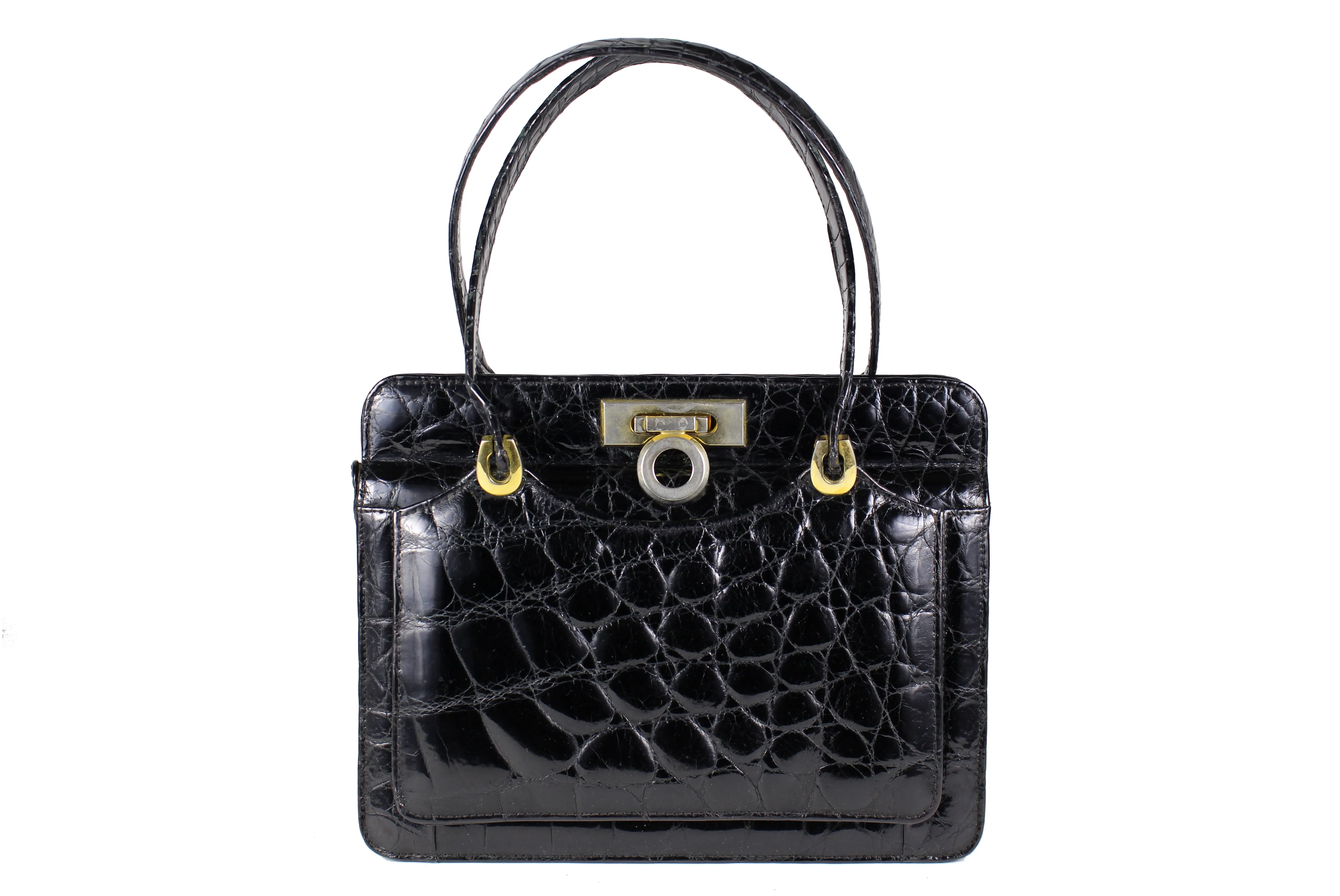 EL CORTE INGLÉS black crocodile skin handbag