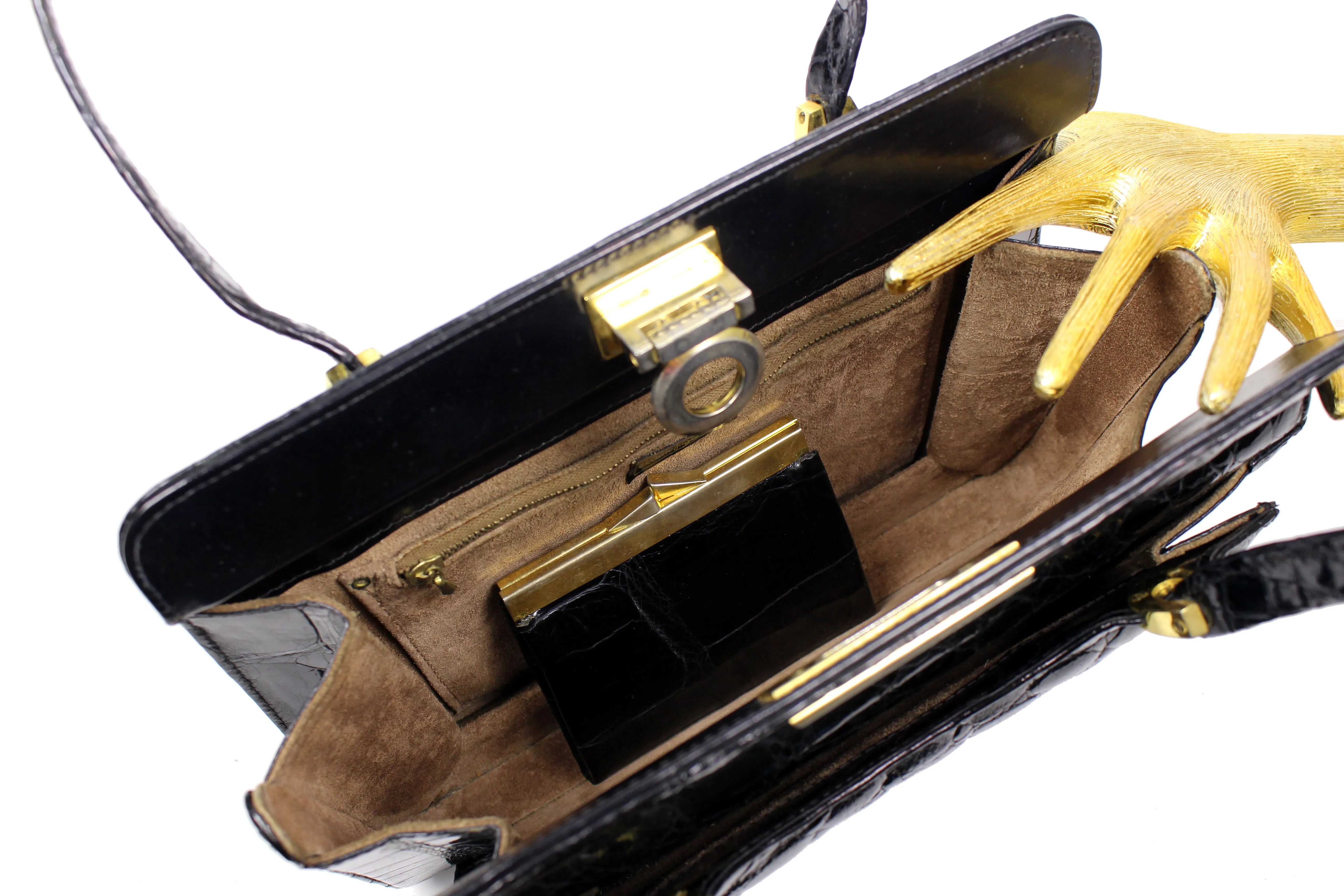 EL CORTE INGLÉS black crocodile skin handbag