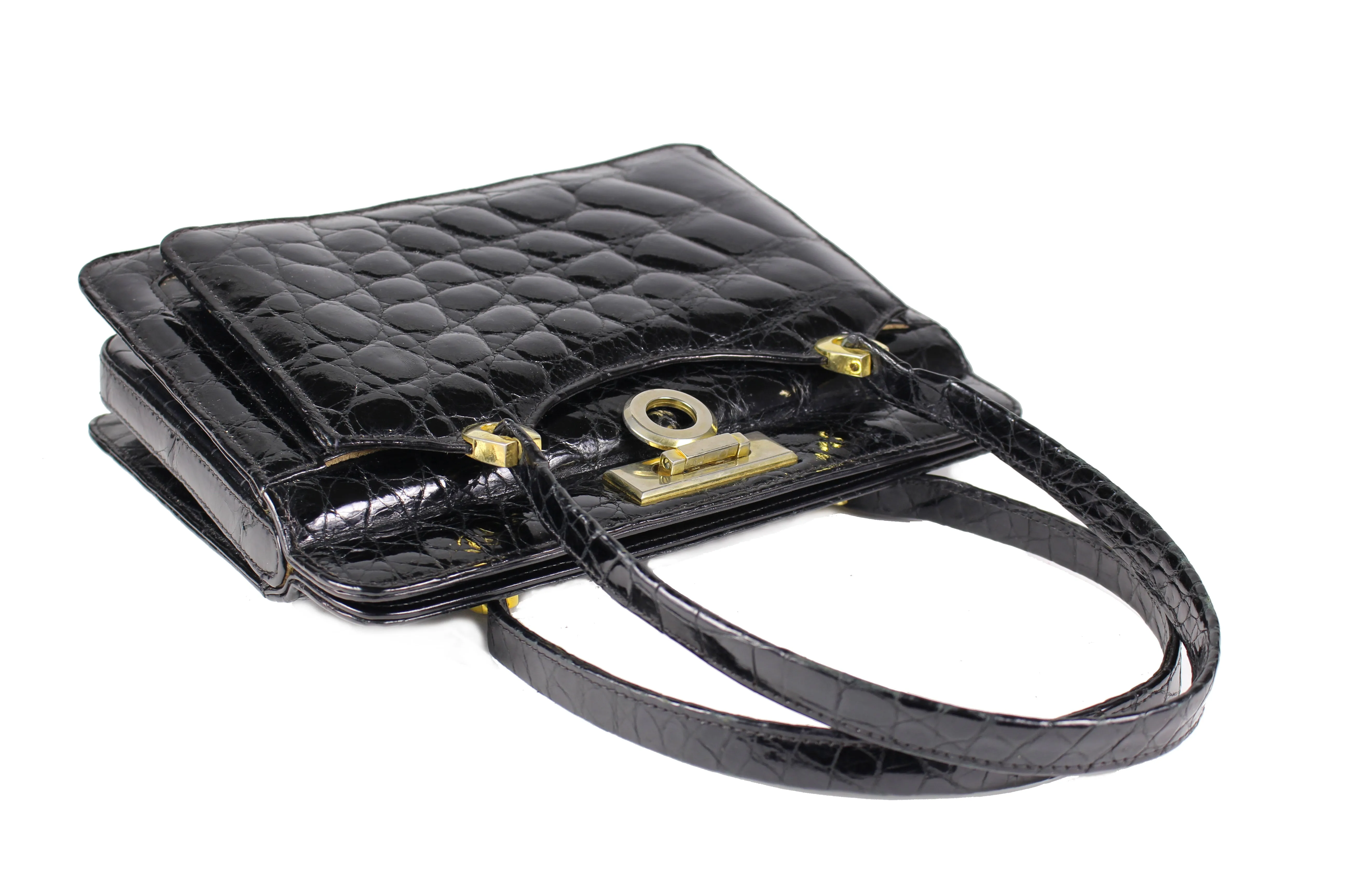 EL CORTE INGLÉS black crocodile skin handbag