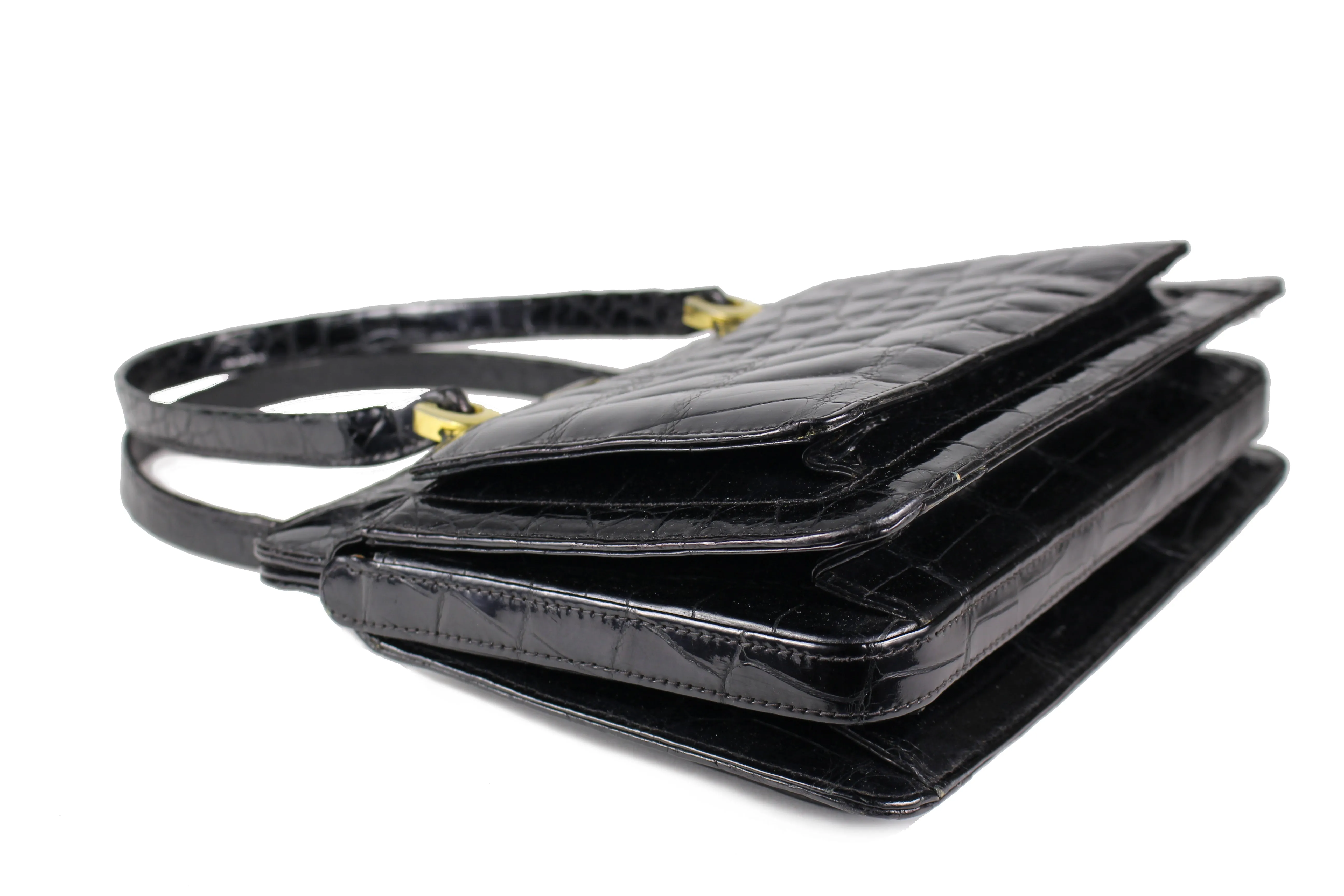 EL CORTE INGLÉS black crocodile skin handbag