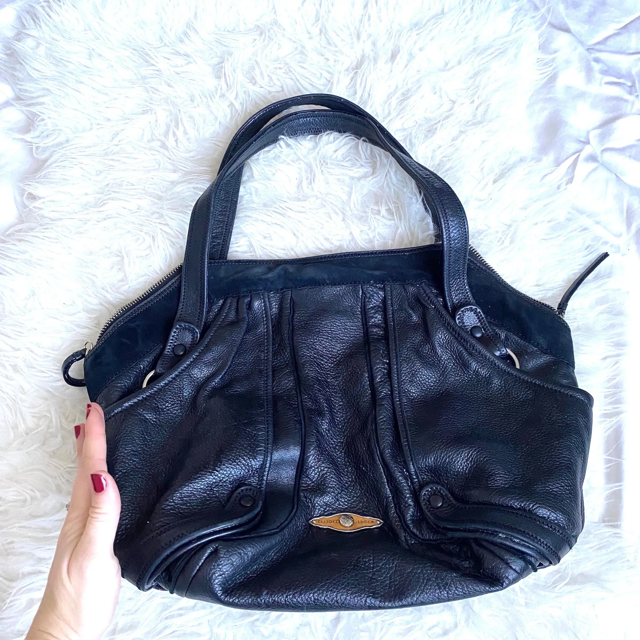 Elliott Lucca Black Leather Large Handbag (see notes)