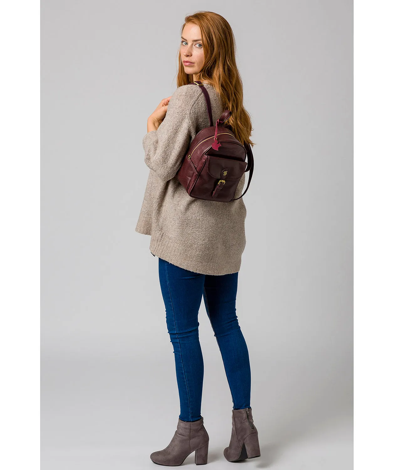 'Eloise' Plum Leather Backpack