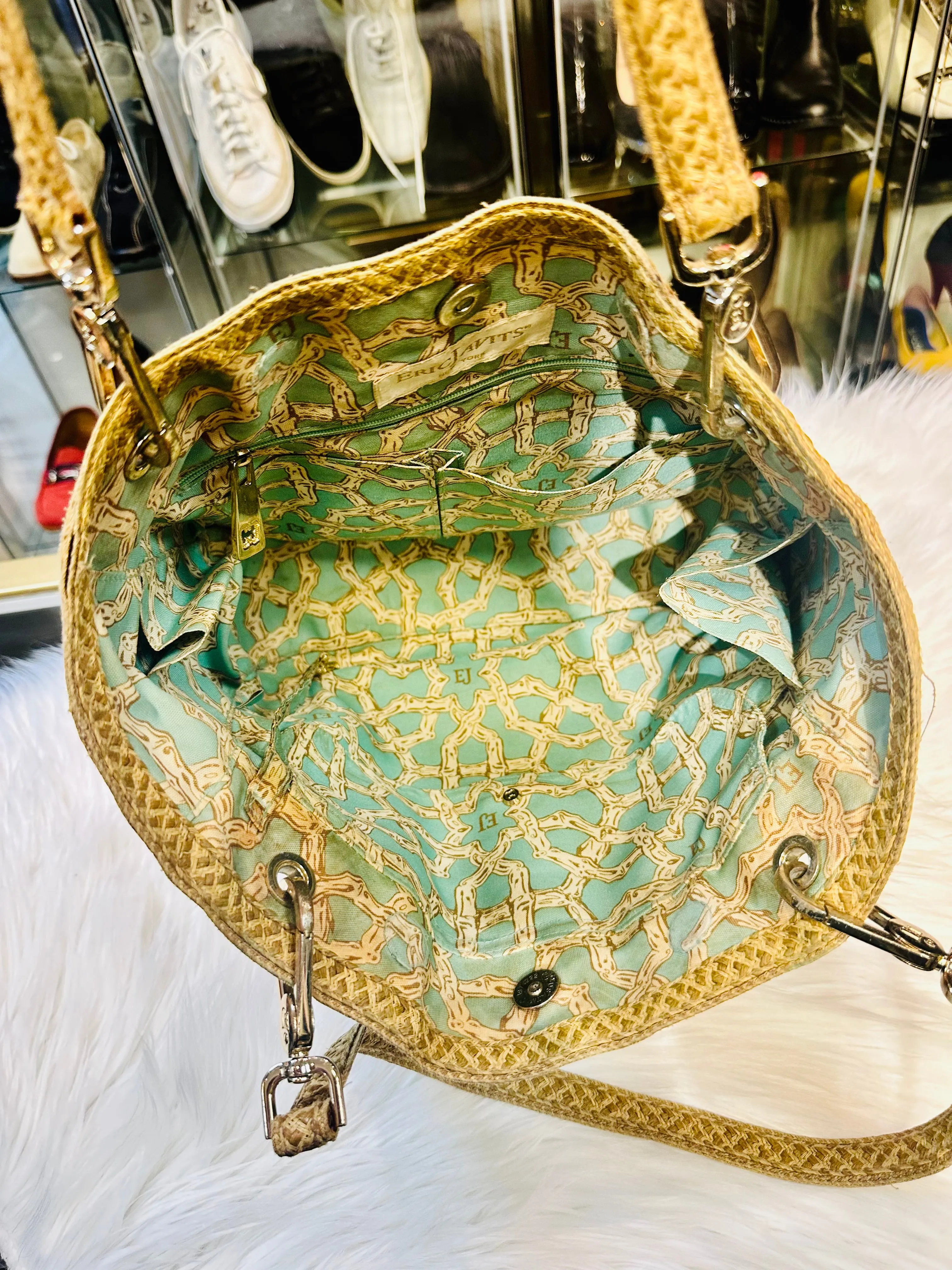 ERIC JAVITS straw shoulder Bag for Women (Preowned)