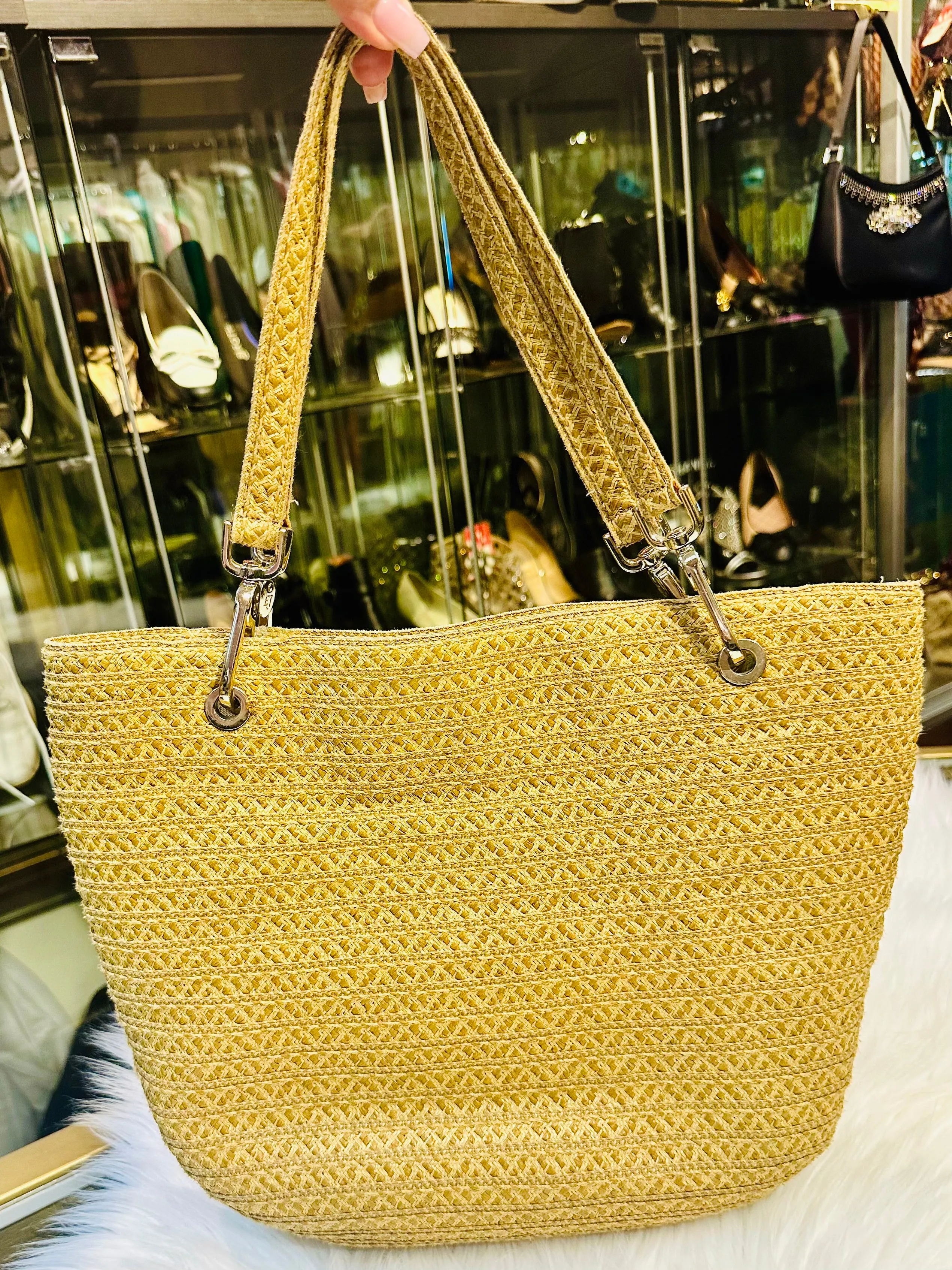 ERIC JAVITS straw shoulder Bag for Women (Preowned)