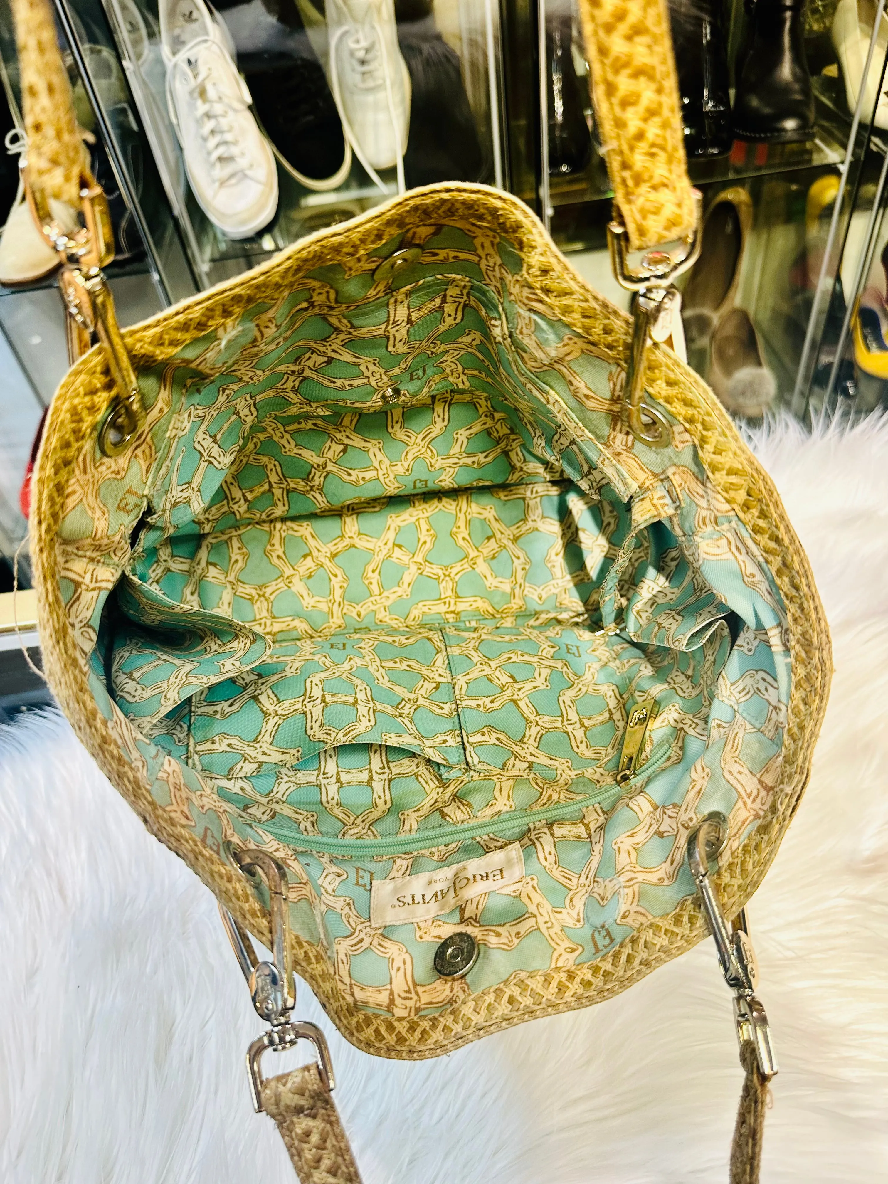 ERIC JAVITS straw shoulder Bag for Women (Preowned)