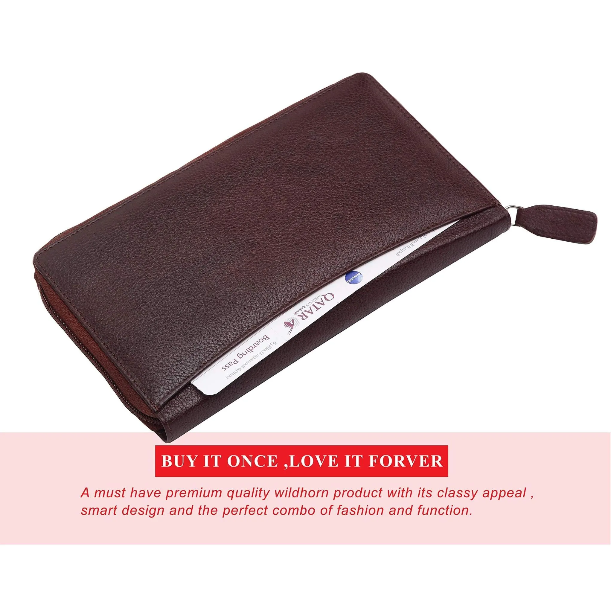ETHAN RFID Protected Maroon Leather Passport Holder for Men & Women