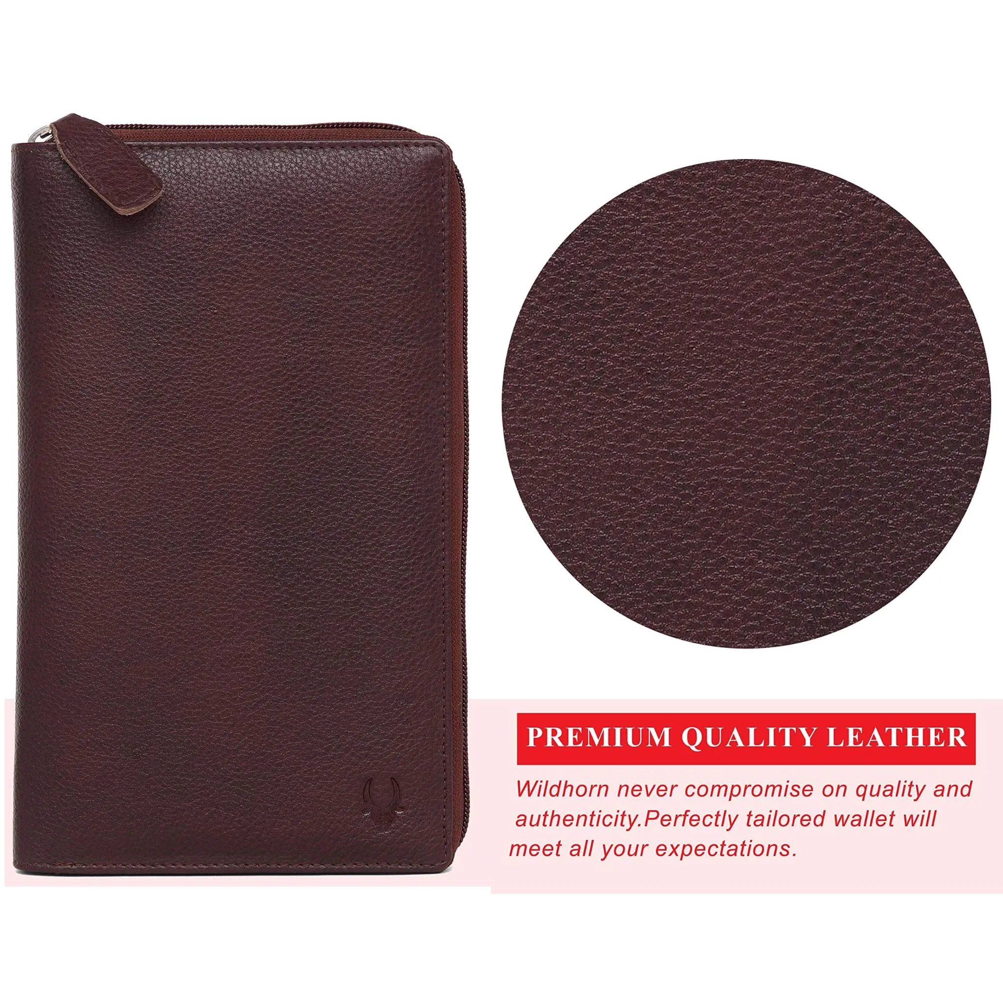 ETHAN RFID Protected Maroon Leather Passport Holder for Men & Women