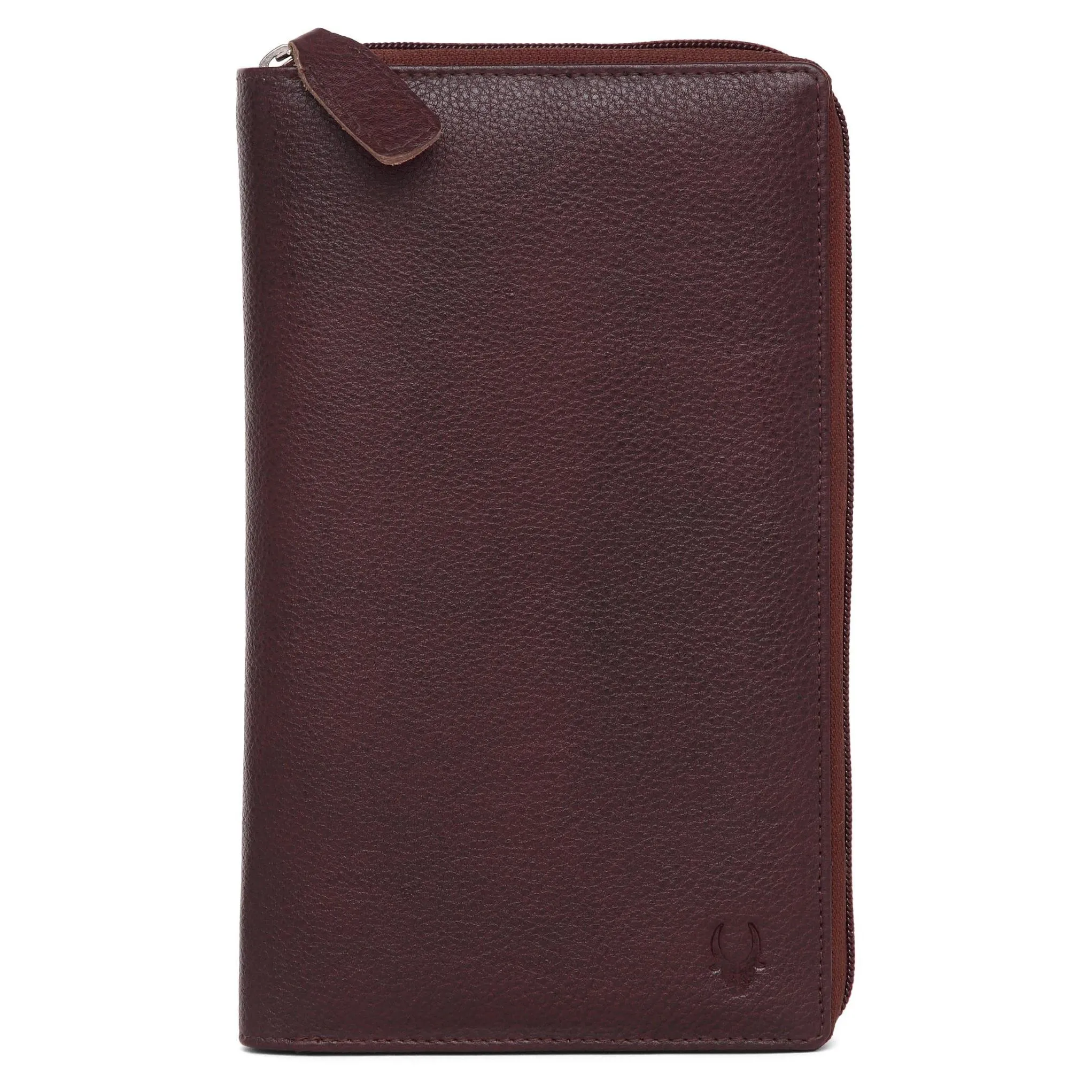 ETHAN RFID Protected Maroon Leather Passport Holder for Men & Women