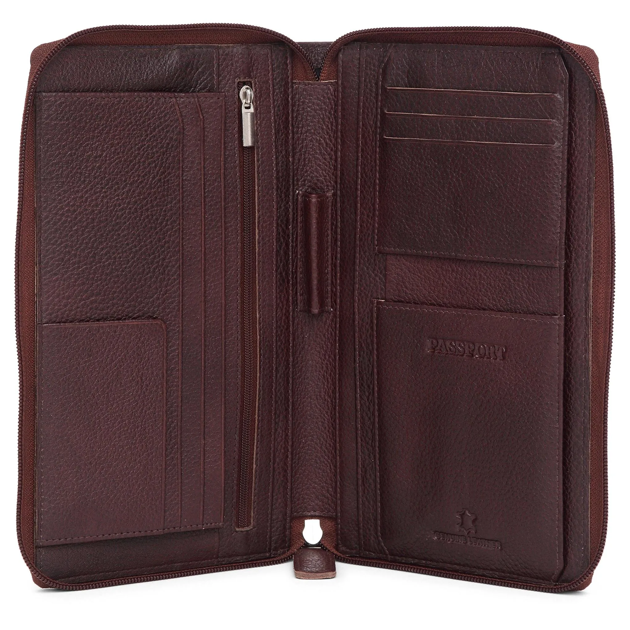 ETHAN RFID Protected Maroon Leather Passport Holder for Men & Women