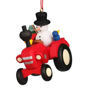 Farmer snowman on tractor - Christmas tree decoration (Pre-Order Item)