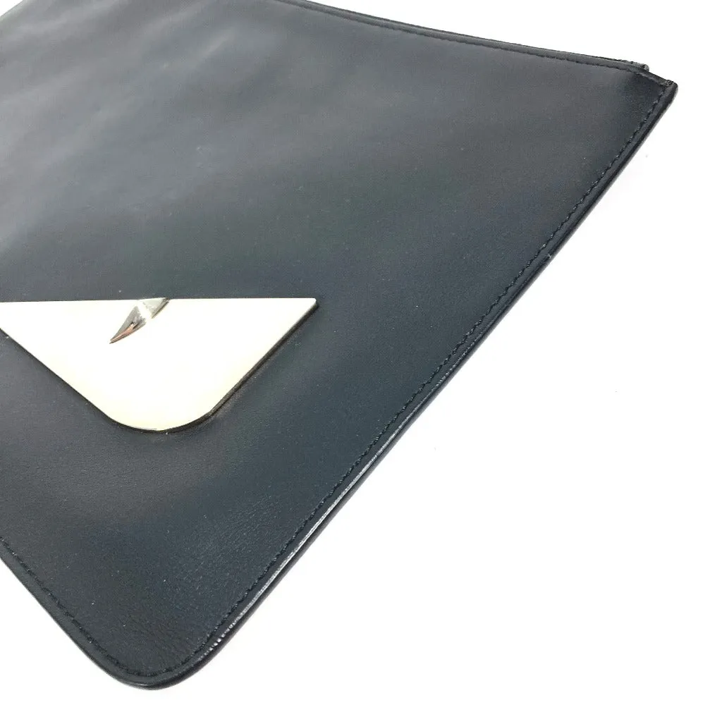 FENDI Clutch bag 7N0078 leather black Monster Bugs mens Used