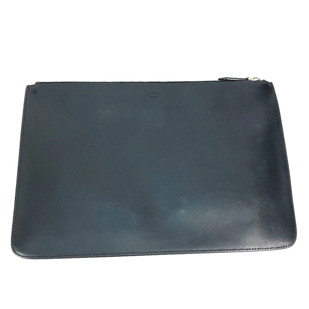 FENDI Clutch bag 7N0078 leather black Monster Bugs mens Used