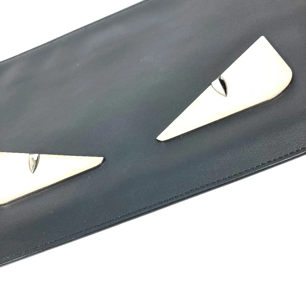 FENDI Clutch bag 7N0078 leather black Monster Bugs mens Used