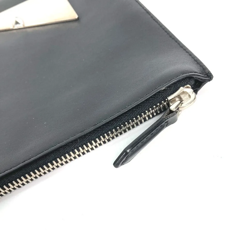 FENDI Clutch bag 7N0078 leather black Monster Bugs mens Used