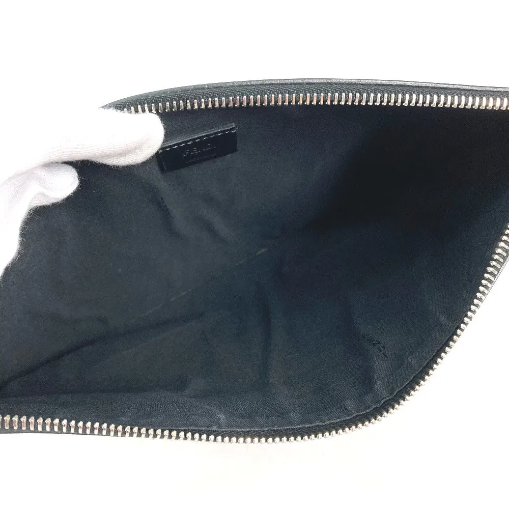 FENDI Clutch bag 7N0078 leather black Monster Bugs mens Used