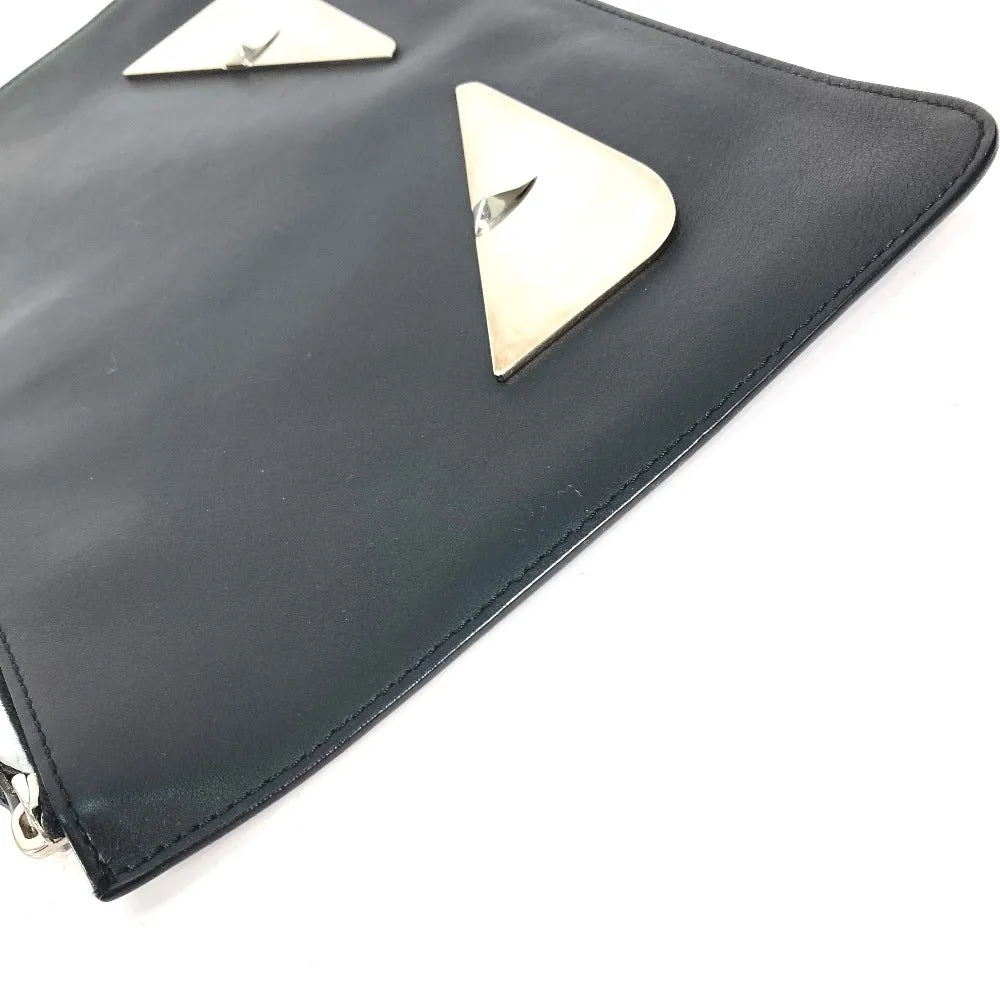 FENDI Clutch bag 7N0078 leather black Monster Bugs mens Used