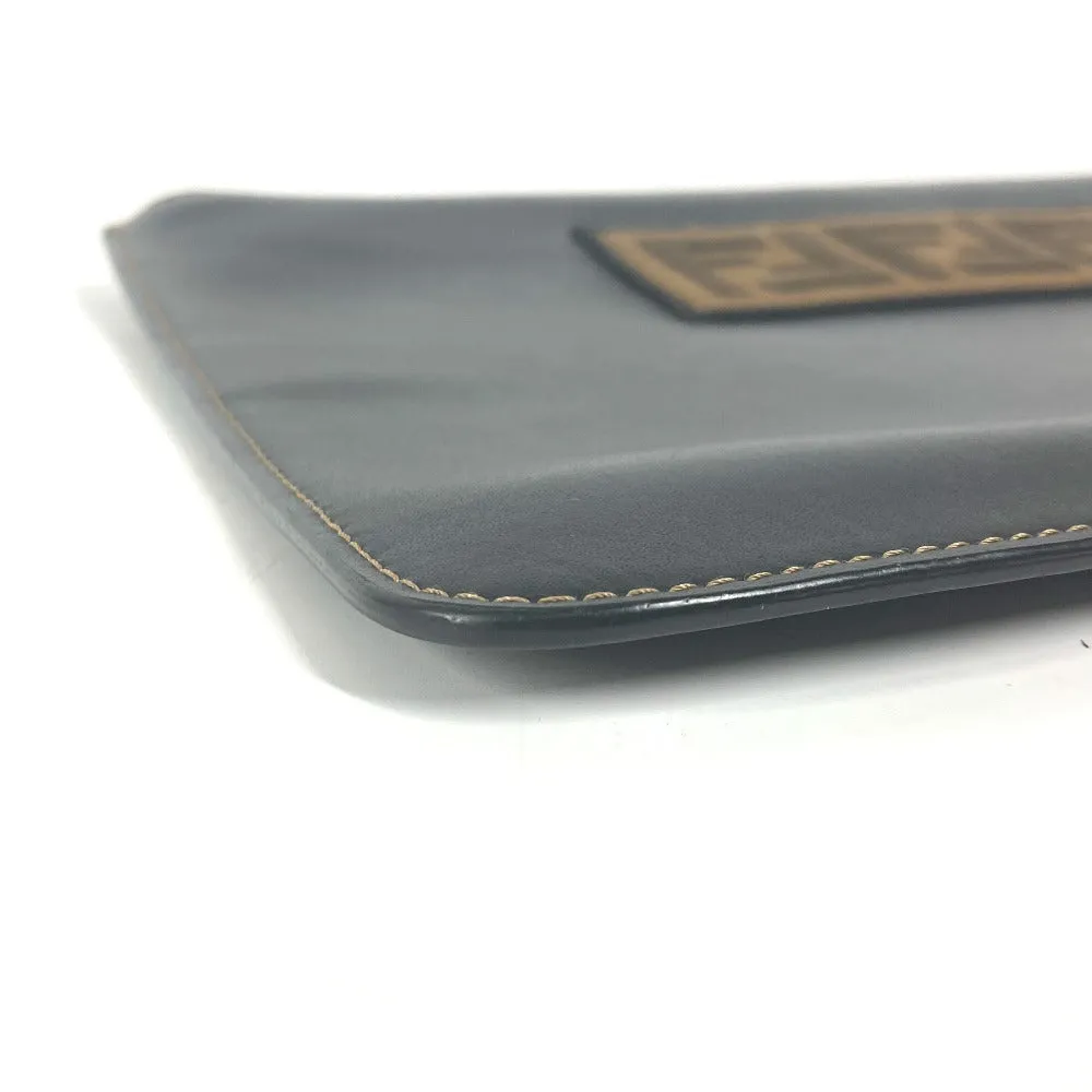 FENDI Clutch bag 7N0078 leather black Pouch Zucca logo mens Used