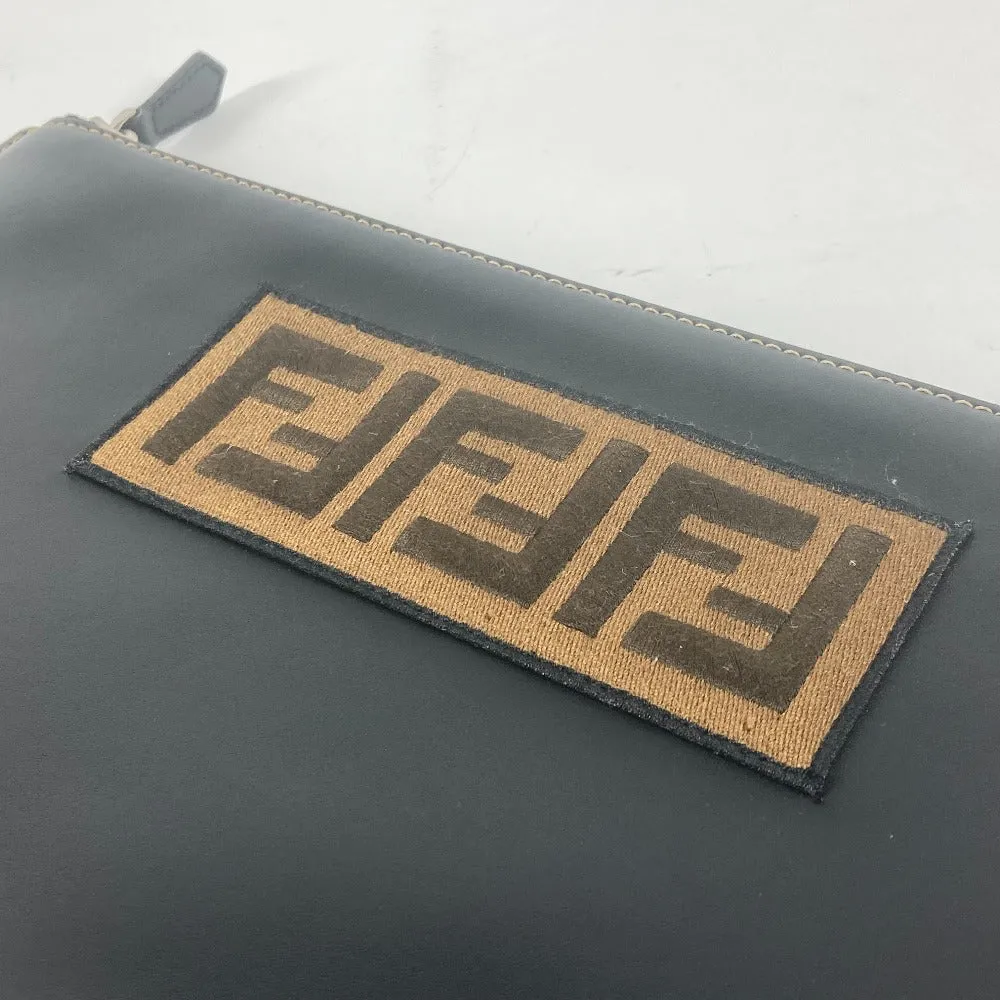 FENDI Clutch bag 7N0078 leather black Pouch Zucca logo mens Used